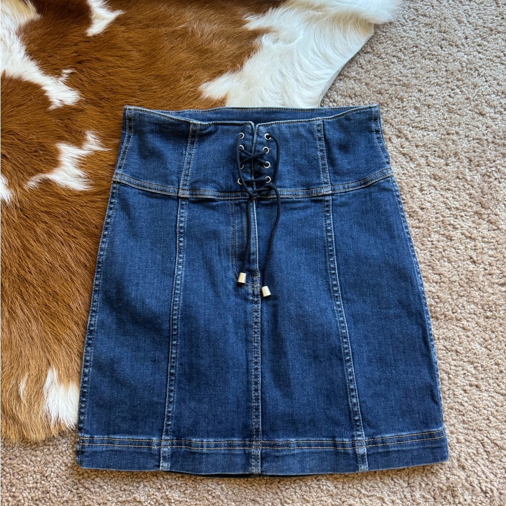 Free People Modern Femme Lace-Up Mini Skirt